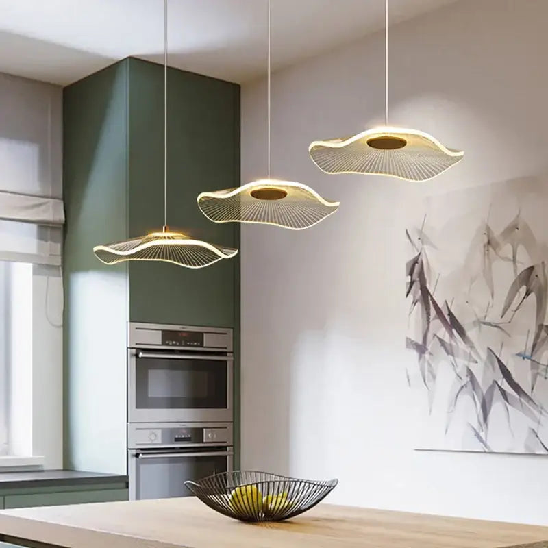 Modern white lotus leaf chandelier living room pendant light