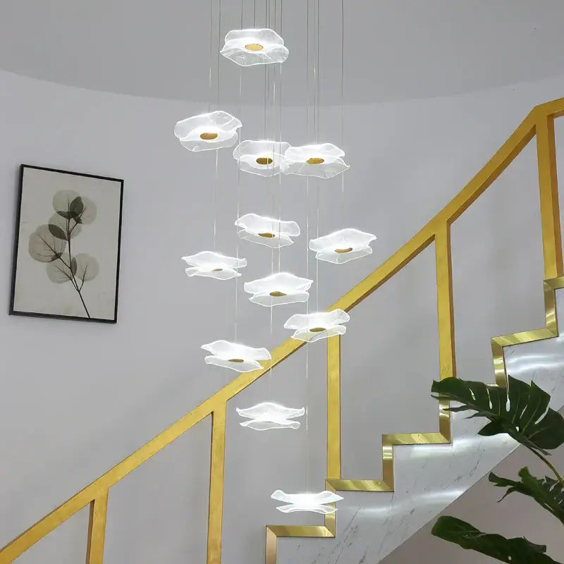 Modern nordic white lotus leaf chandelier living room light