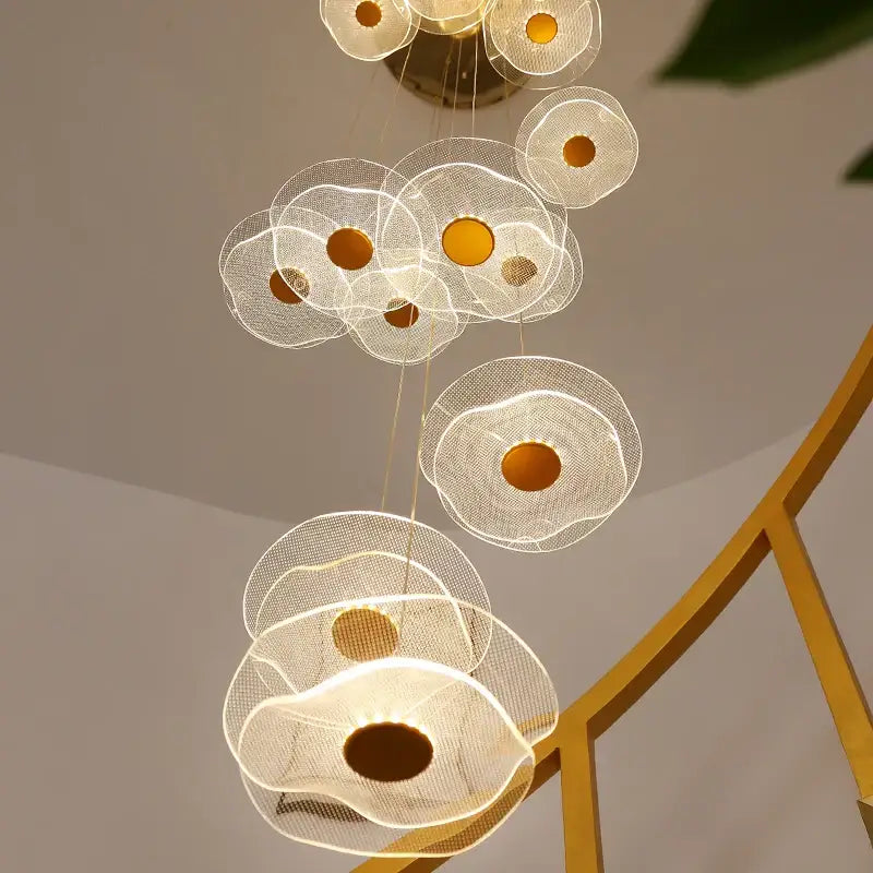 Modern nordic white lotus leaf chandelier living room light