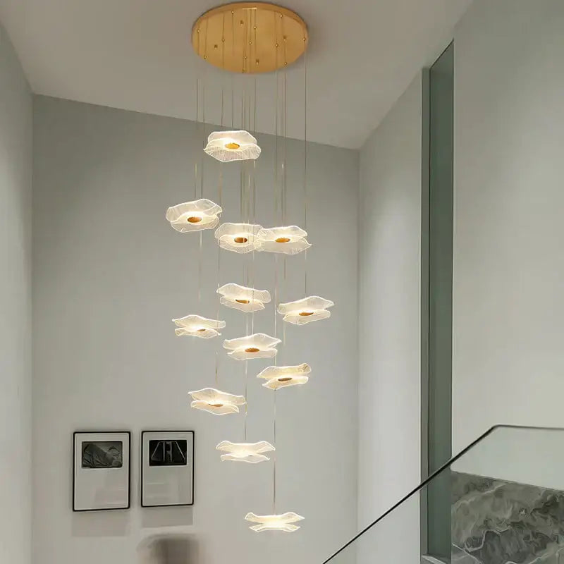 Modern nordic white lotus leaf chandelier living room light
