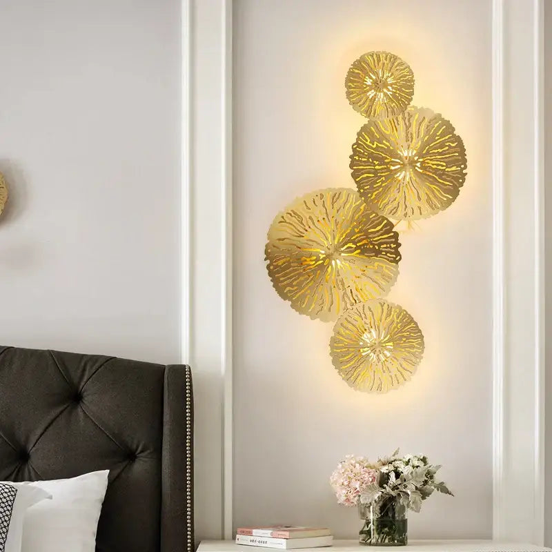 Decorbites lotus leaf golden copper wall lamp bedroom art light