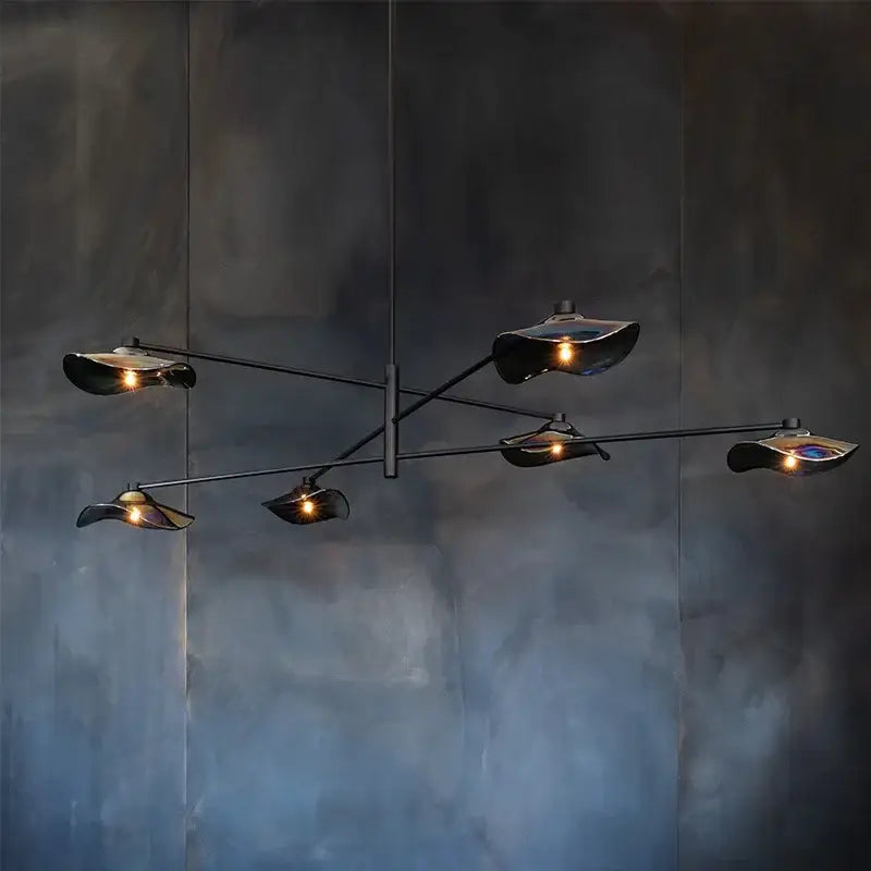 Modern gold lotus leaf glass chandelier for living room lighting
