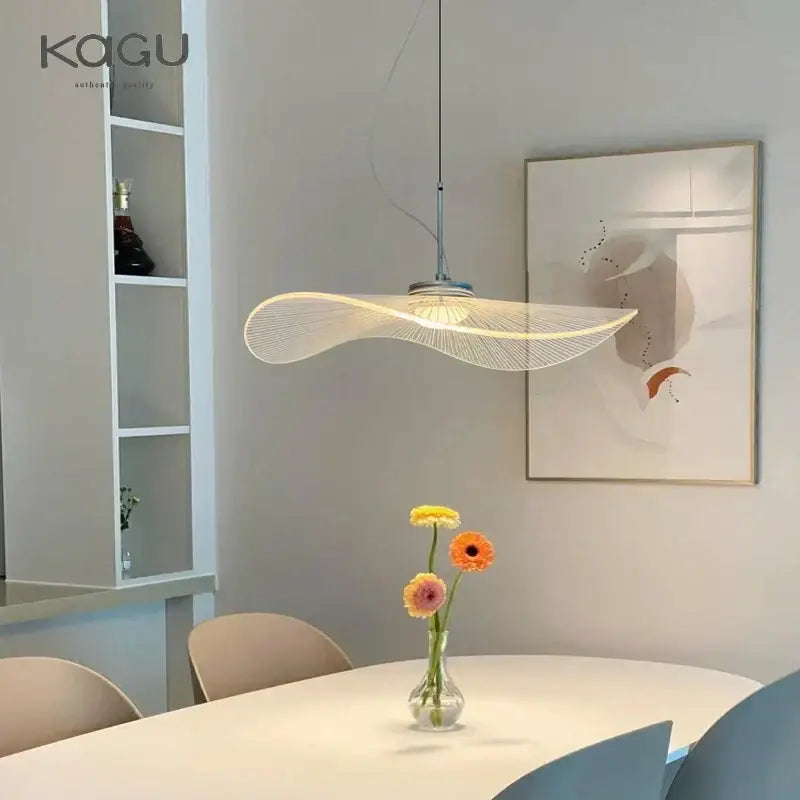 Modern white leaf hat chandelier for living room wireframe pendant