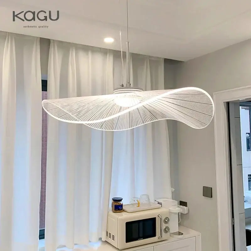 Modern white leaf hat chandelier for living room wireframe pendant