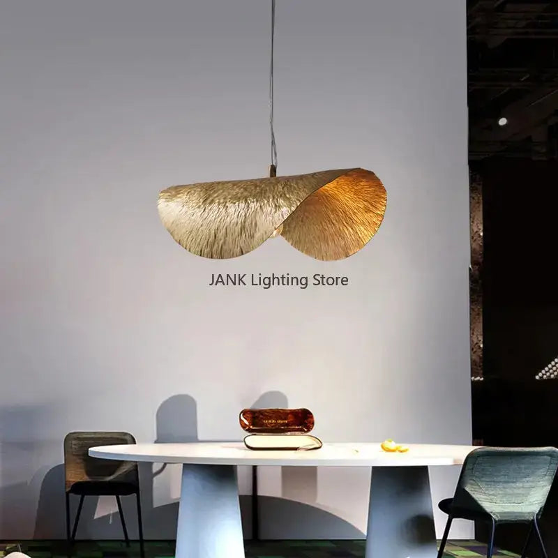 Elegant gold leaf hat pendant lamp for dining room