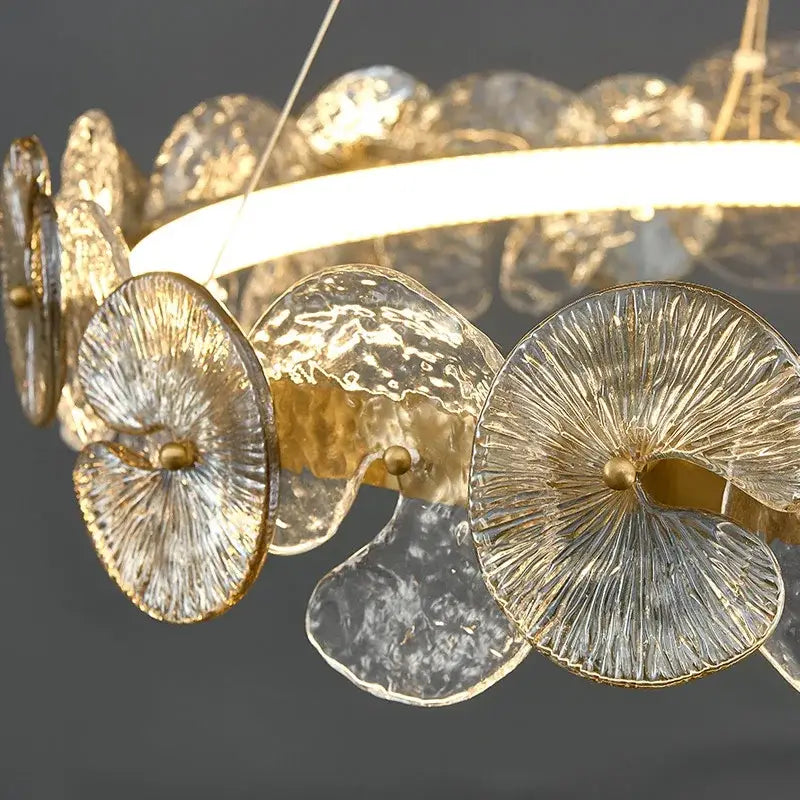 Decorbites lotus leaf gold crystal chandelier for dining room