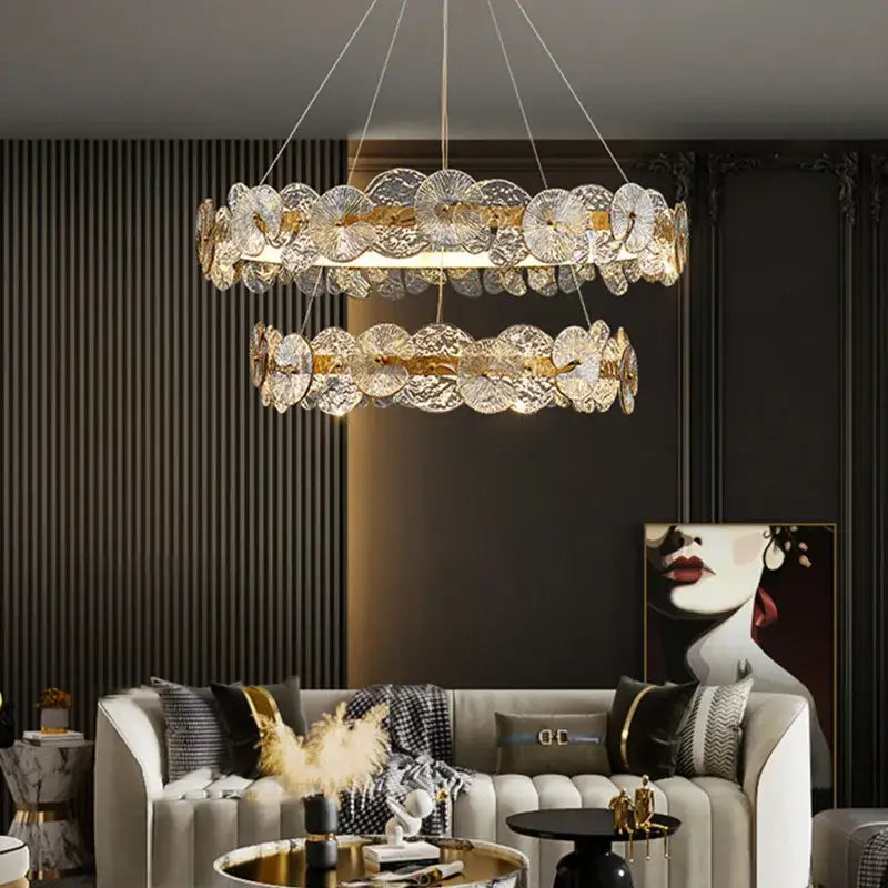 Decorbites lotus leaf gold crystal chandelier for dining room