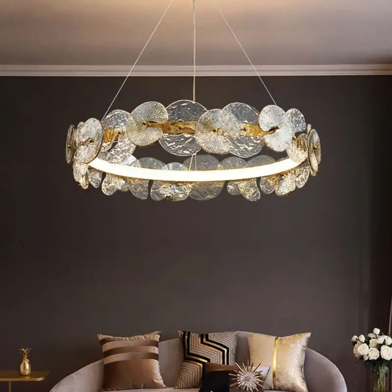 Decorbites lotus leaf gold crystal chandelier for dining room