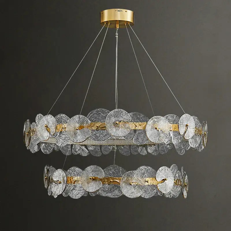 Modern gold lotus leaf led chandelier for dining room