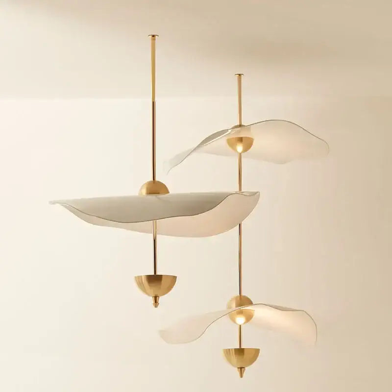 Modern gold lotus leaf led pendant lamp for living room