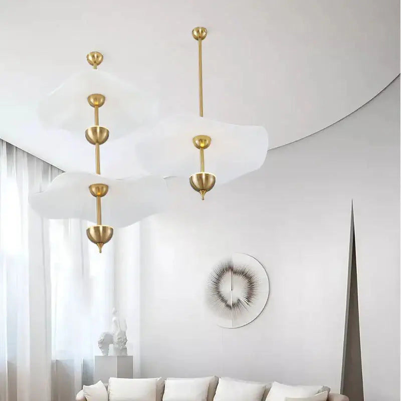 Modern gold lotus leaf led pendant lamp for living room