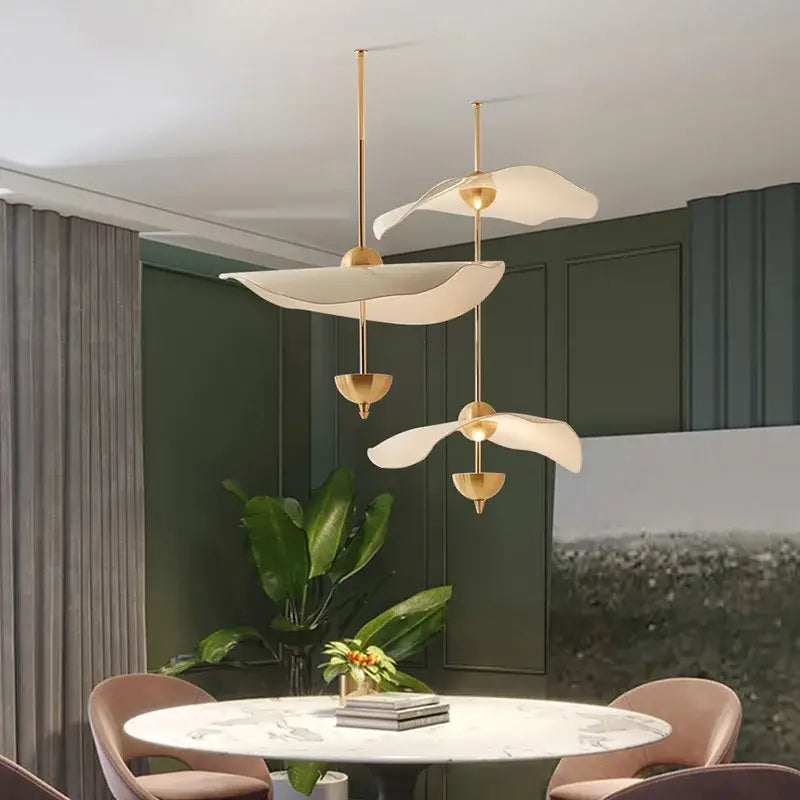 Modern gold lotus leaf led pendant lamp for living room