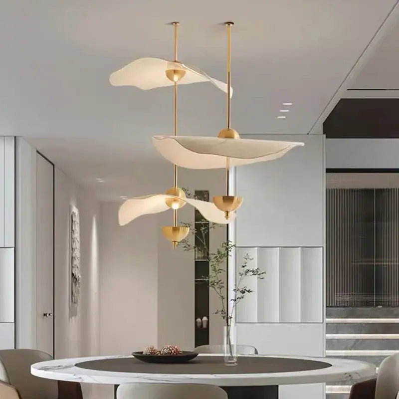 Modern gold lotus leaf led pendant lamp for living room