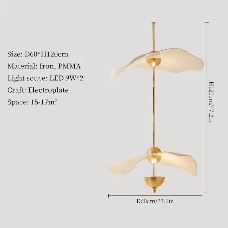 Modern gold lotus leaf led pendant lamp for living room