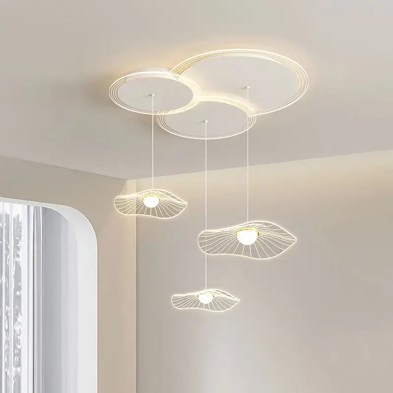 Modern white leaf led pendant light for living room