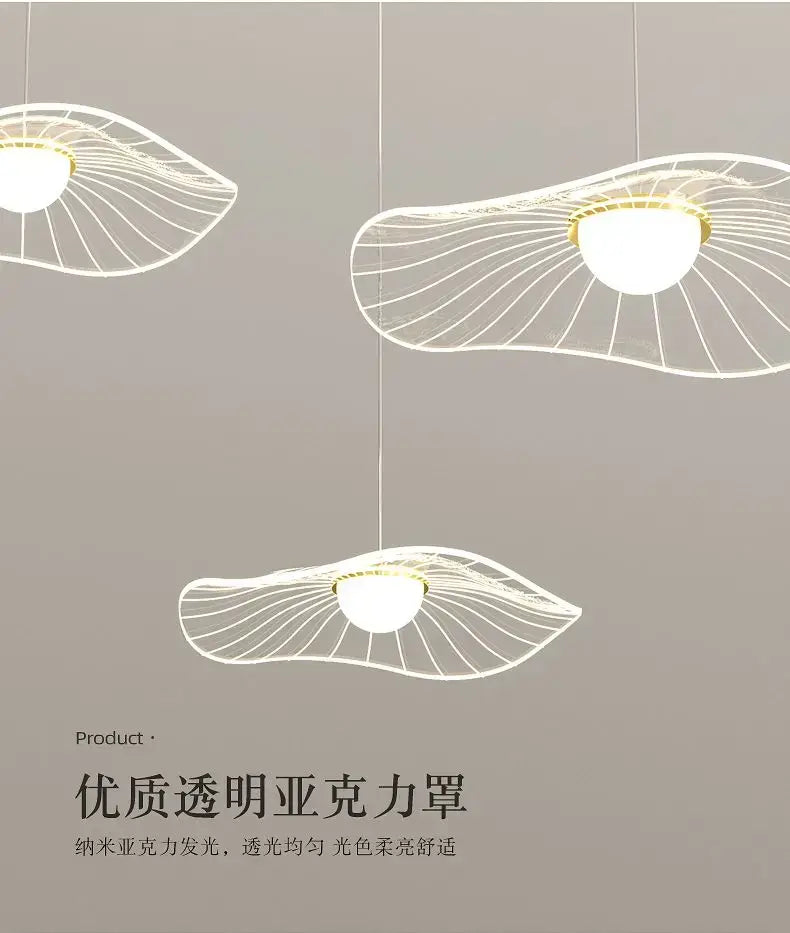 Modern white leaf led pendant light for living room