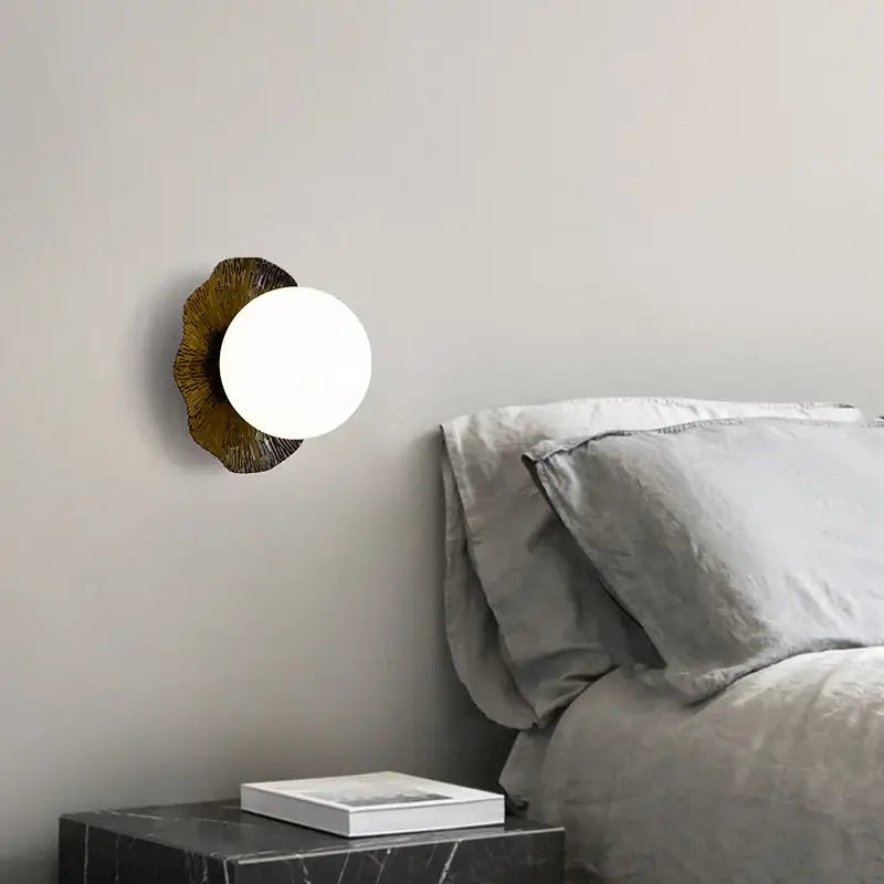 Minimalist gold & yellow lotus leaf led wall lamp living room