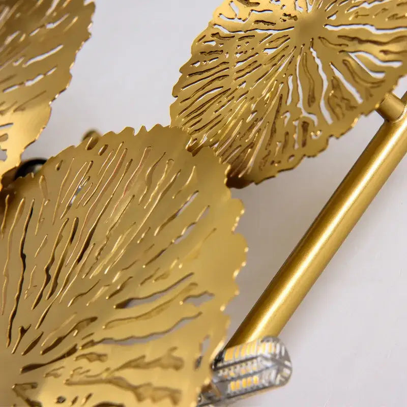 Gold lotus leaf wall lights living room glass sconce
