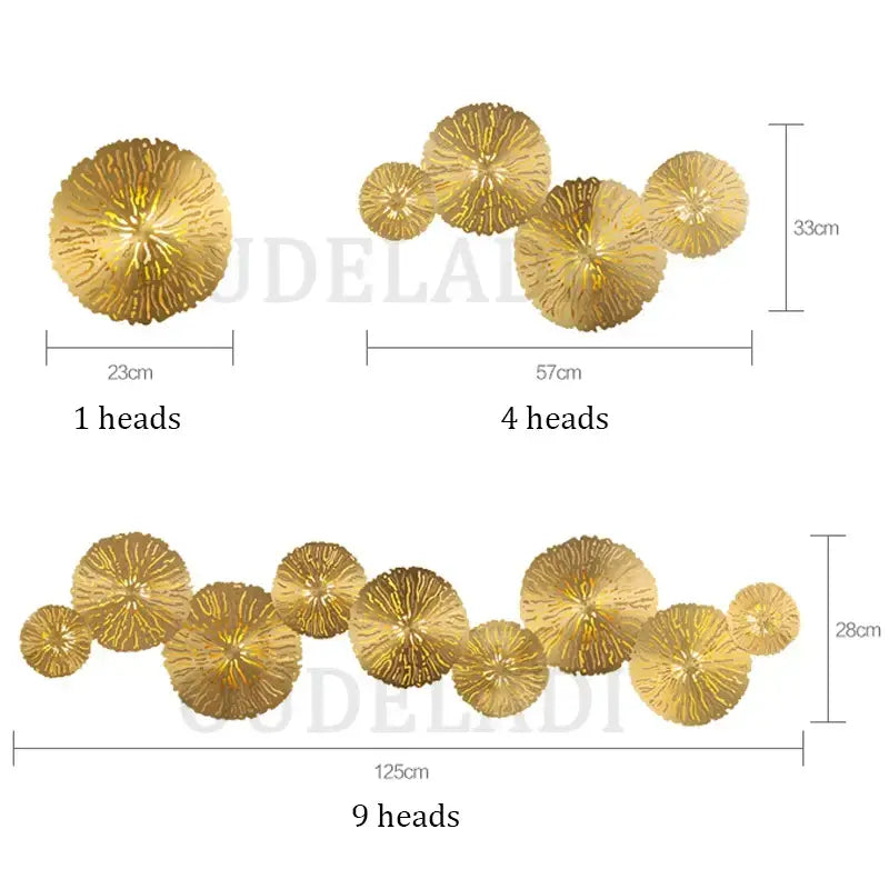 Industrial golden lotus leaf led wall sconce living room light