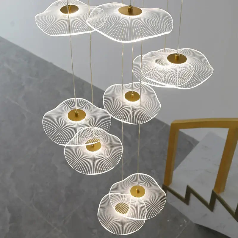 White and gold decorbites lotus leaf nordic chandelier dining room