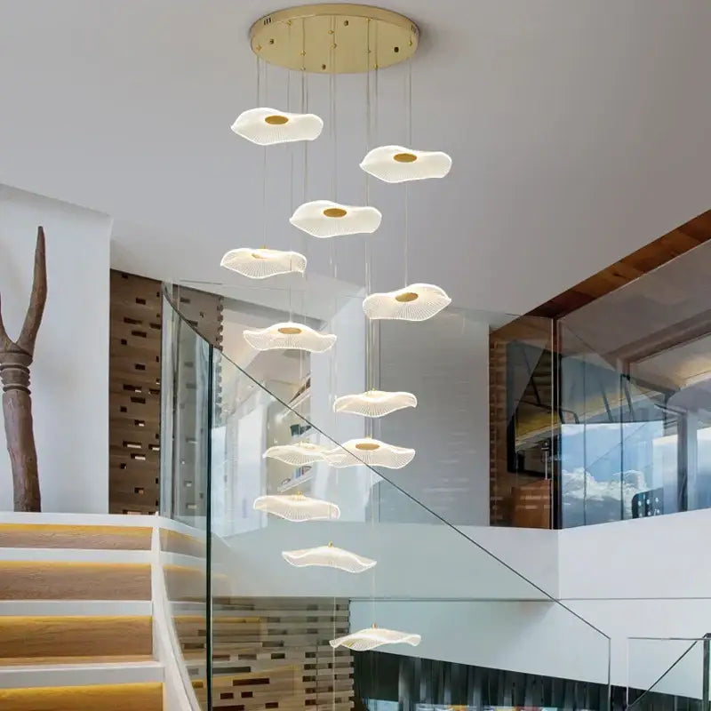 White and gold decorbites lotus leaf nordic chandelier dining room