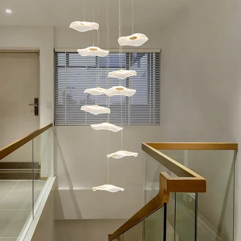 White and gold decorbites lotus leaf nordic chandelier dining room