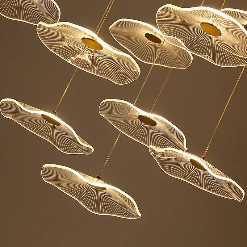 White and gold decorbites lotus leaf nordic chandelier dining room