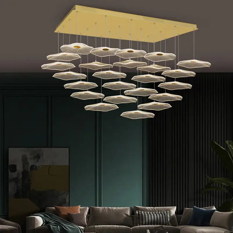 White and gold decorbites lotus leaf nordic chandelier dining room