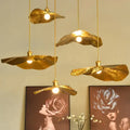 Luxury gold lotus leaf pendant light for dining room and cafe