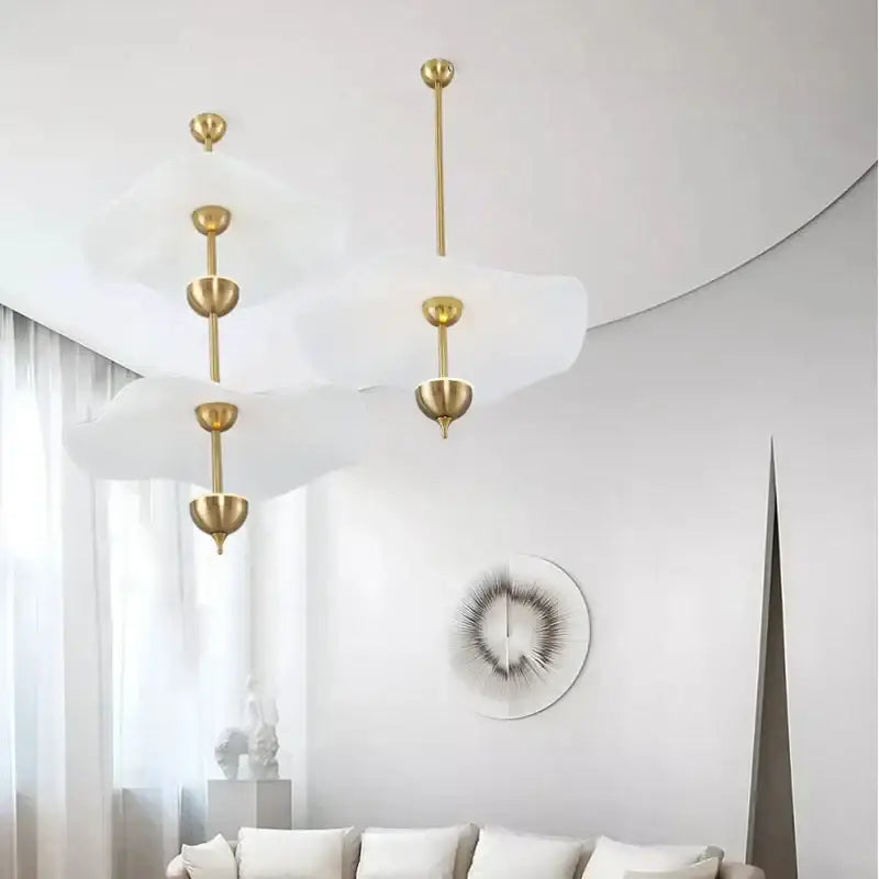 Modern gold lotus leaf pendant lights – staircase chandelier
