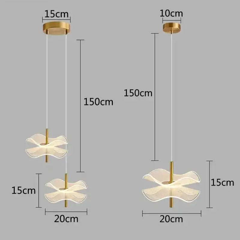 Modern white and gold lotus leaf pendant lights bedroom art chandelier