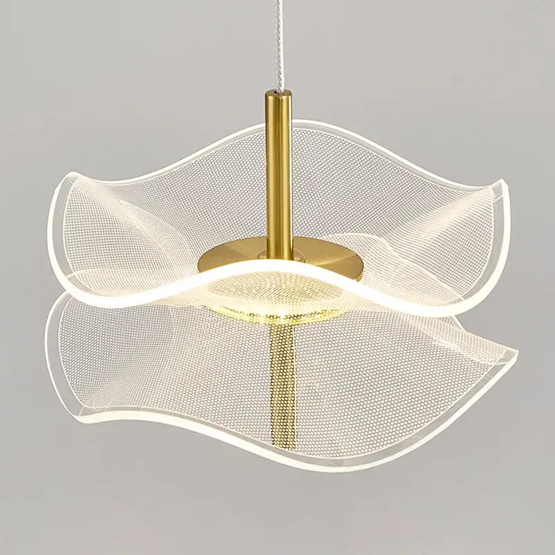 Modern white and gold lotus leaf pendant lights bedroom art chandelier
