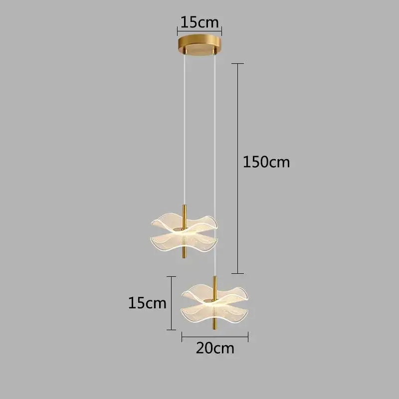 Modern white and gold lotus leaf pendant lights bedroom art chandelier