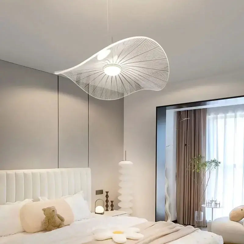 Modern white lotus leaf pendant light dining room fan design