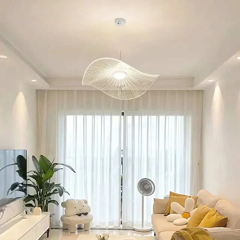 Modern white lotus leaf pendant light dining room fan design