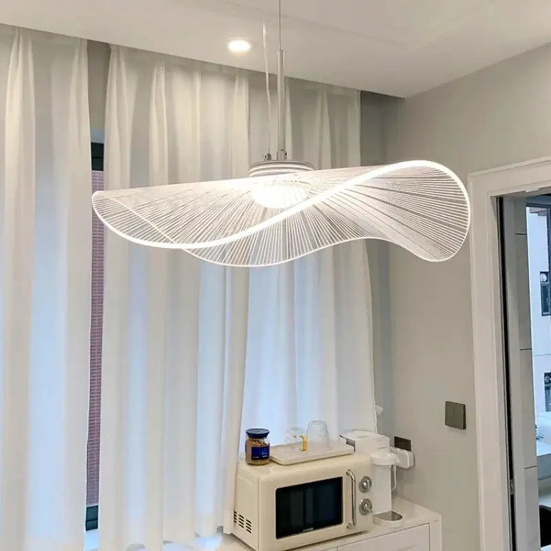 Modern white lotus leaf pendant light dining room fan design