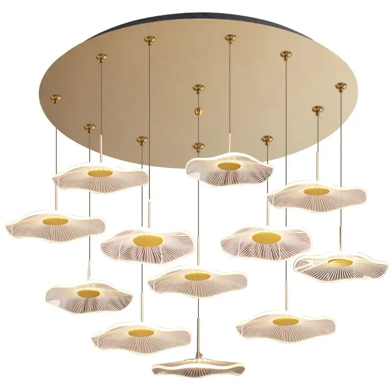 Modern white lotus leaf spiral staircase chandelier living room light