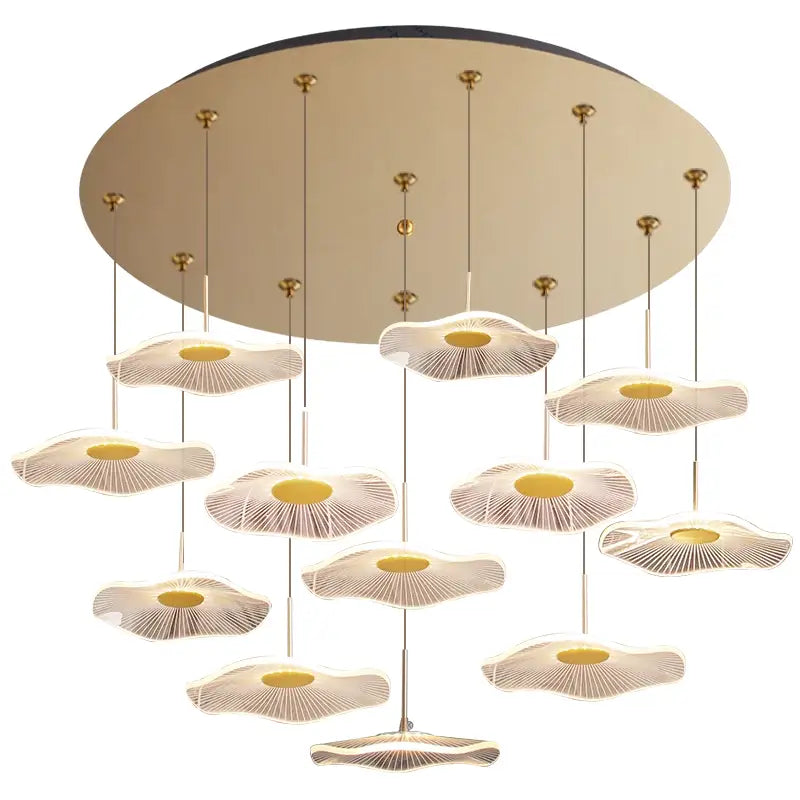 Modern white lotus leaf spiral staircase chandelier living room light