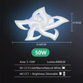Art deco white & blue lotus led chandelier living room light