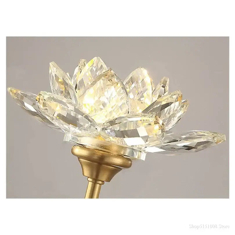 Chinese style gold lotus led crystal wall lamp for bedroom