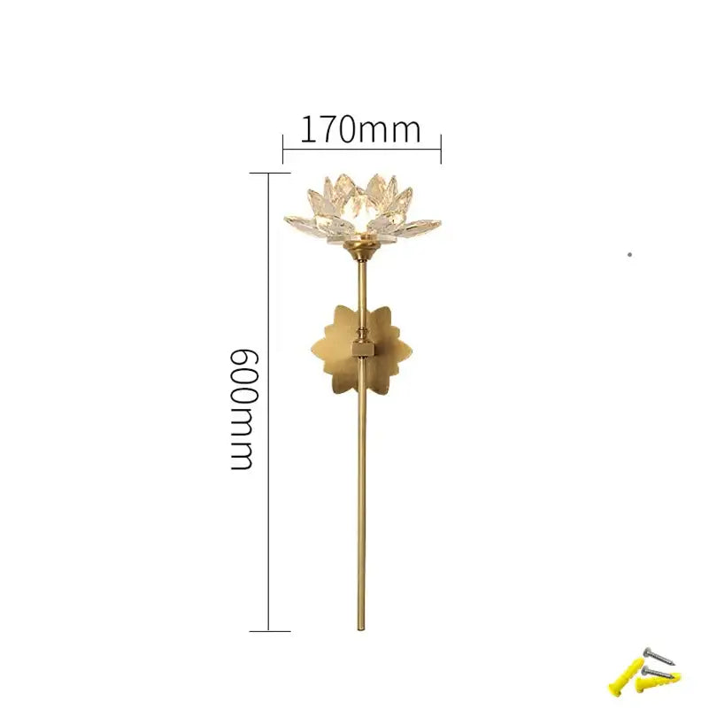 Chinese style gold lotus led crystal wall lamp for bedroom