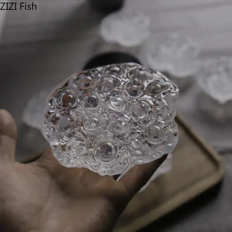 Modern clear glass lotus seedpod resin sculpture living room decor