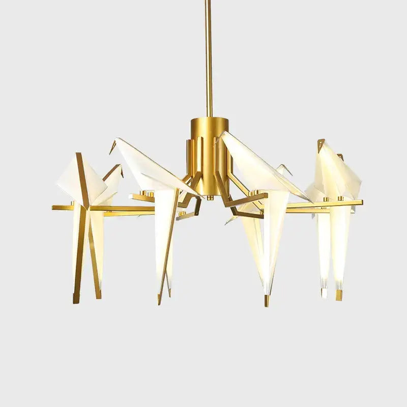 Origami white gold love bird chandelier dining room light