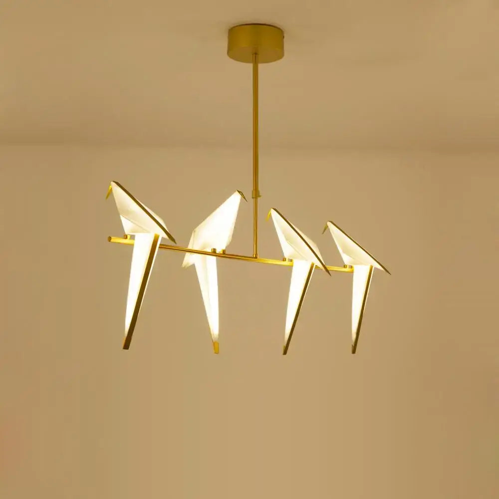 Origami white gold love bird chandelier dining room light