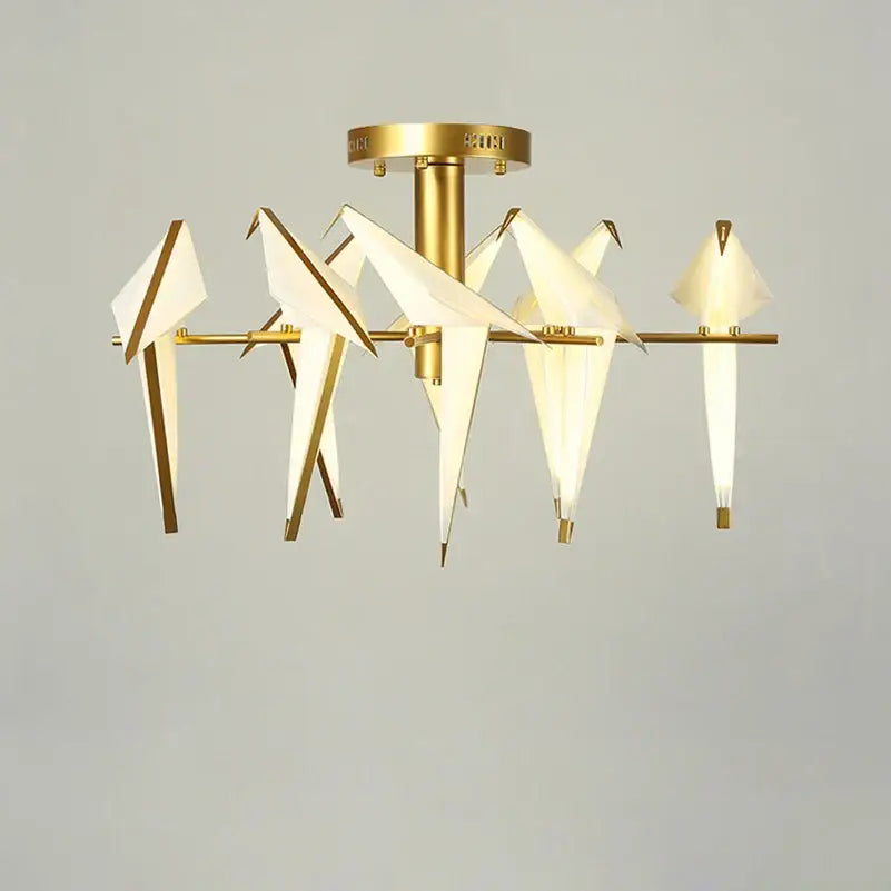 Origami white gold love bird chandelier dining room light