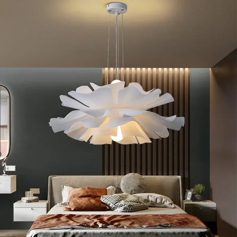 Simple white flower lamp petal pendant light for bedroom