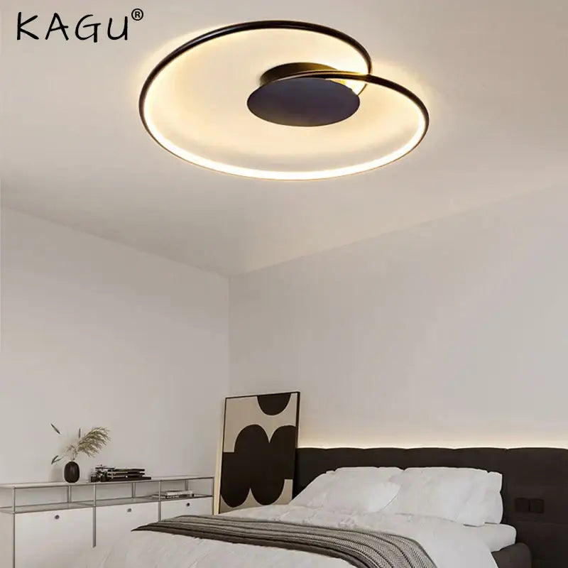 Modern black & gold love shaped ceiling light for bedroom