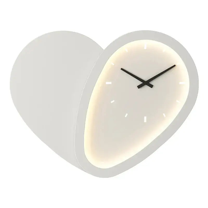 Modern white heart shaped clock wall lamp bedroom led lighting