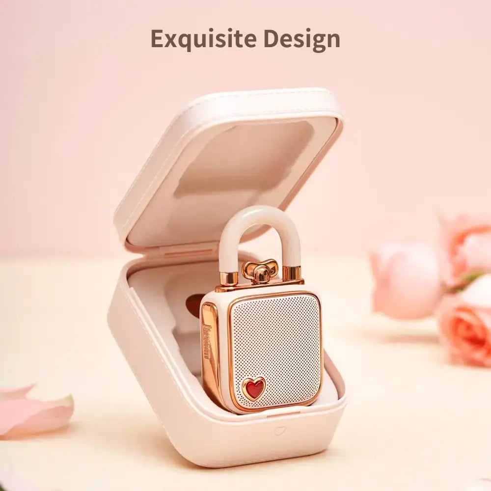 Retro rose gold & white lovelock mini bluetooth speaker bedroom decor