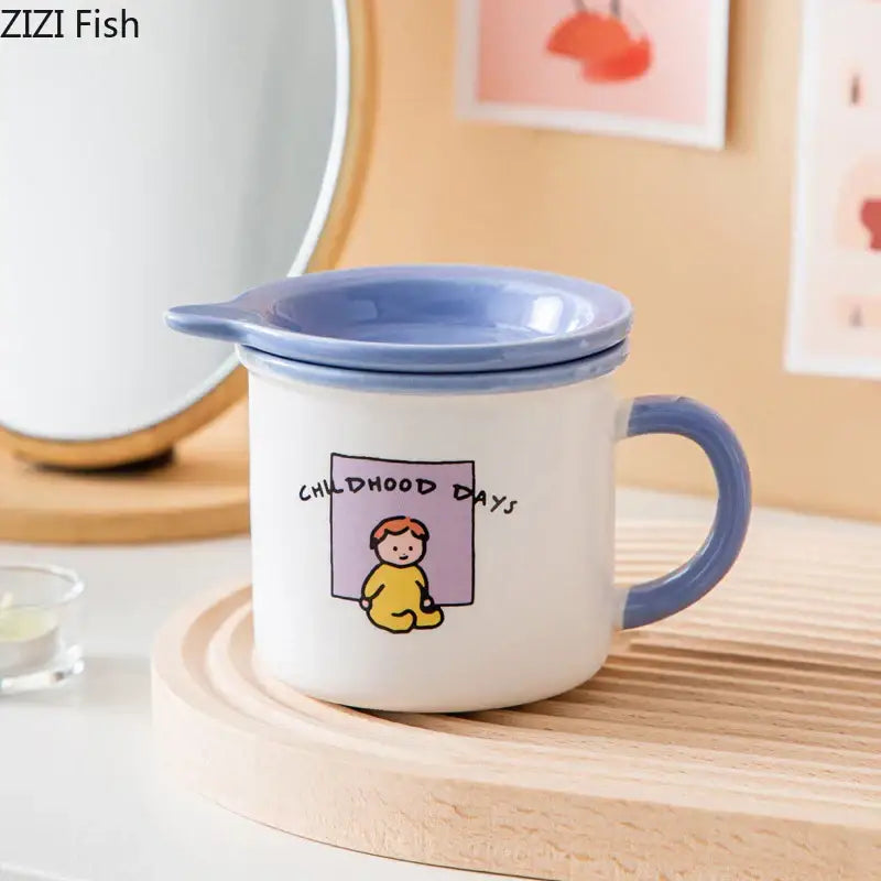 Decorbites lovers cartoon pattern porcelain mug with lid dining room